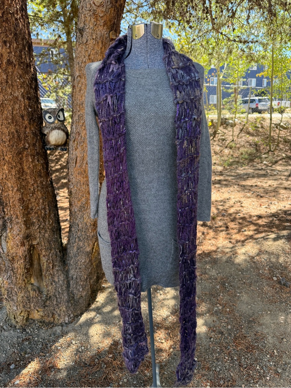 Purple Crochet Extra Long Scarf